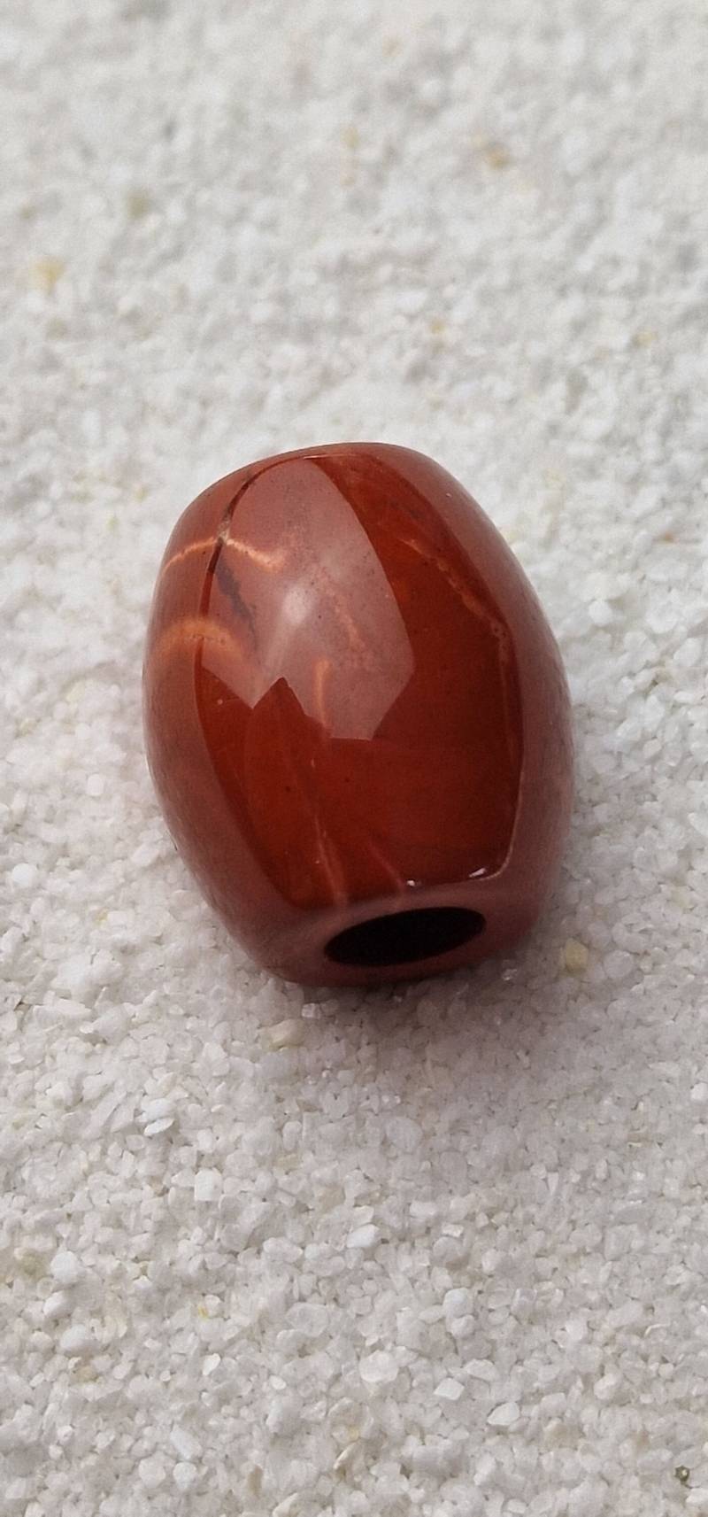 Big Barrel Redjaspis Tonnenförmige Riesen Natursteinperle Dreadschmuck/Dread Perle Flecht Aus Rotem Jaspis von WENDIGOberlin