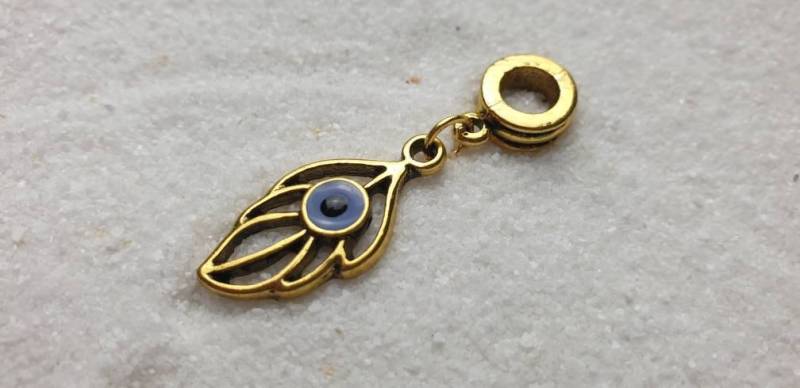 Fortune Metall Dreadschmuck/Dread Perle Flecht Und Anhänger Mit Stilisiertem Blatt Kleinem Glücksauge Winziger Talisman von WENDIGOberlin