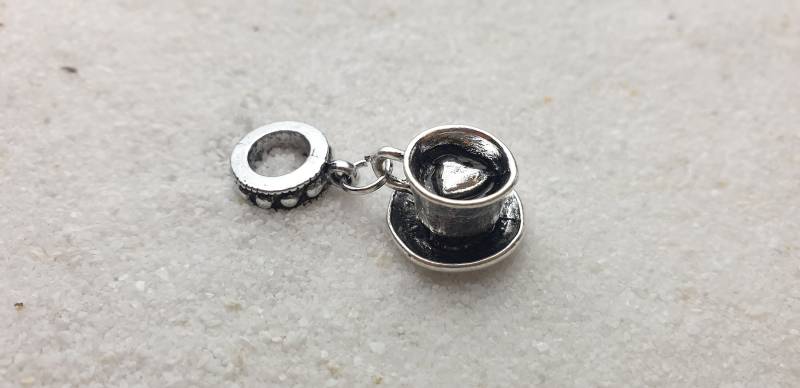 Kaffee Schwarz Metall Dreadschmuck/Dreadring Dread Perle Flecht Mit Motiv Anhänger, Miniatur Kaffeetasse von WENDIGOberlin