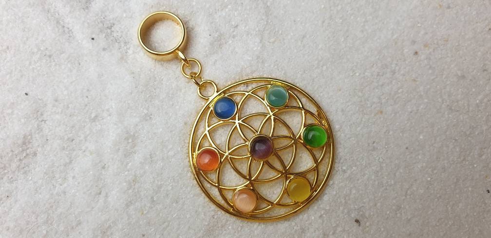 Karma Trance Metall Dreadschmuck/Dread Perle Flecht Und Xxl Anhänger Mit Blume Des Lebens von WENDIGOberlin