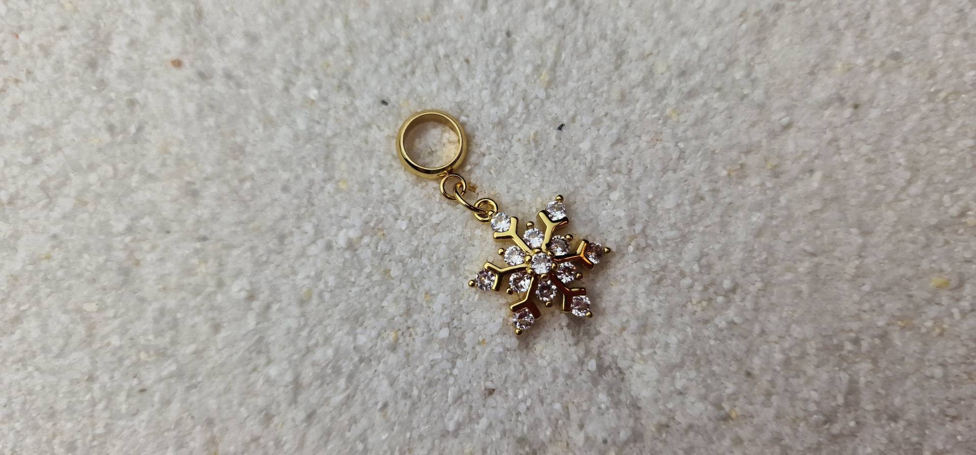 Snowflake Zirkonia 02 Metall Dreadschmuck/Dread Perle Flecht Dreadring Und Anhänger Mit Schneeflocken Form Zirkonia-steinen von WENDIGOberlin
