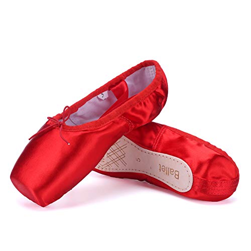 Tanzschuhe für Damen und Mädchen, mit Zehen- und Tragetasche, normale Sohle, Schwarz / Rot / Pink, Rot - rot - Größe: 39.5 EU von WENDYWU