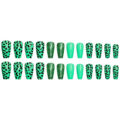 Maniküre-Patch for Tragen, klare Nägel, grün, polarisiert, hellgrüner Schmetterling, Maniküre-Nagelpflaster, abnehmbar, 1 ml, French-Tip-Nägel (E-Pink, Einheitsgröße) (Color : B Green) von WENFEN