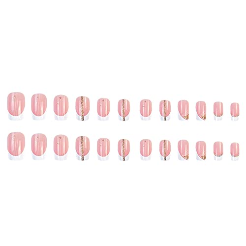 Tragender Maniküre-Patch, Nagelspitzen und Kleber, Sommer-Maniküre, Wassertropfen, Nagel-Flicken, transparent, 24 Stück, 2 ml, kurze Nägel (Pink-E, Einheitsgröße) (Color : Pink A) von WENFEN