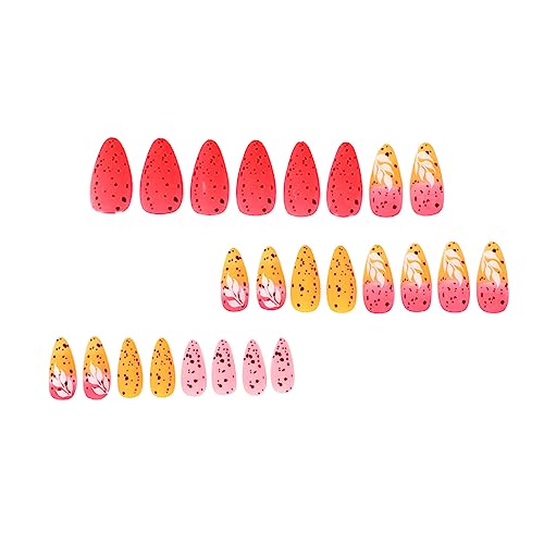 Tragendes Maniküre-Patch, Halloween-Nägel, Sternenhimmel, künstliches Nagelpflaster, tragende Nagelverbesserung, 24 Nagelverbesserungs-French-Maniküre-Set (Pink #3, Einheitsgröße) (Color : Orange#4) von WENFEN