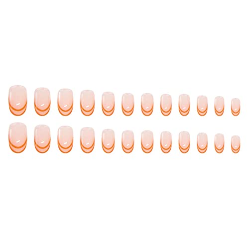 Tragendes Maniküre-Patch, kurze künstliche Nägel, kurzes Ballett, tragendes Nagel-Maniküre-Patch, fertig, abnehmbar, Diamond Love Diamond, 1 ml, künstliche Nägel (DA, Einheitsgröße) (Color : E Orange von WENFEN