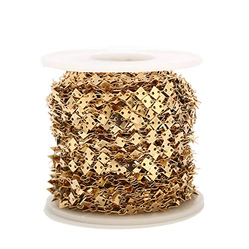 WENFEN Edelstahlkette, 1 Meter 8 mm/6 mm runde Scheibenketten aus Edelstahl, Goldmünzenketten for Halskette, Armband, Fußkettchen, DIY-Schmuck (Farbe: Stahlscheibe) (Color : Gold Square) von WENFEN