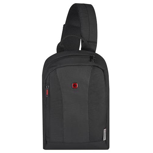 WENGER Monosling Schultertasche mit Tabletfach, 10 Zoll, Verstellbarer Riemen, 6 l, Leicht, Schwarz, 611876 von WENGER