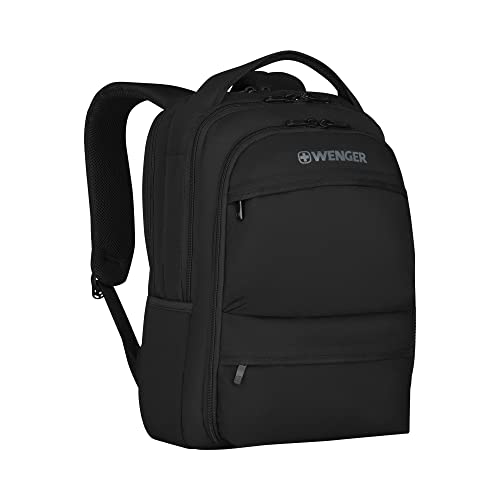 WENGER Fuse Laptop-Rucksack mit Tabletfach, Notebook bis 15.6 Zoll, Tablet bis 10 Zoll, Organizer, 20 l, Damen Herren, Büro Business-Reisen Uni, Schwarz, 600630 von WENGER