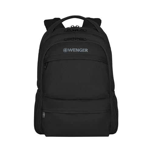 WENGER Fuse Laptop-Rucksack mit Tabletfach, Notebook bis 15.6 Zoll, Tablet bis 10 Zoll, Organizer, 20 l, Damen Herren, Büro Business-Reisen Uni, Schwarz, 600630 von WENGER