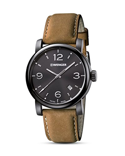 WENGER Herren Armbanduhr Leder Braun 41mm Analog Quarz Leder WENGER URBAN METROPOLITAN 01.1041.129 von WENGER