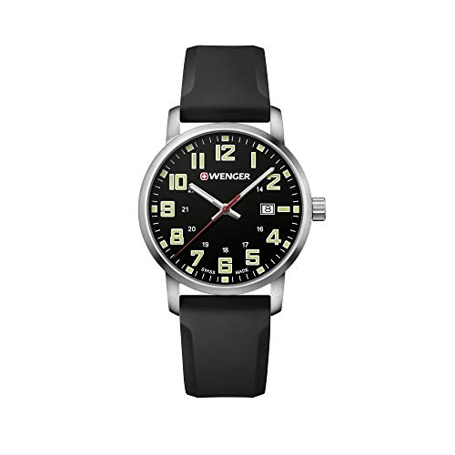 WENGER Herren Avenue - Swiss Made Analog Quarz Edelstahl/Silikon Uhr 01.1641.110 von WENGER