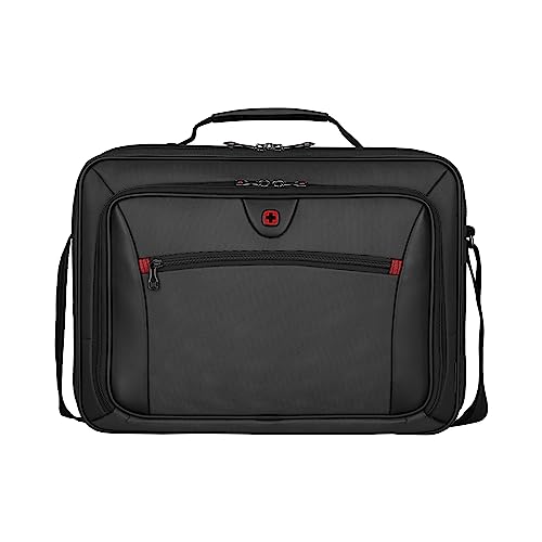 WENGER Insight Laptop-Tasche zum Umhängen, Notebook bis 15.6 Zoll, Tabletfach bis 10 Zoll, Aktentasche, Organizer, 10 l, Damen Herren, Büro Business-Reisen Uni, Grau, 600646 von WENGER