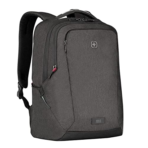 WENGER MX Professional Laptop-Rucksack mit Tabletfach, Notebook bis 16 Zoll, Tablet bis 10 Zoll, Organizer, 21 l, Damen Herren, Büro Business-Reisen Uni, Grau meliert, 611641 von WENGER