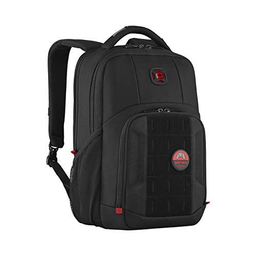 WENGER PlayerMode Gaming Laptop-Rucksack mit Tabletfach, Notebook bis 15,6 Zoll, Tablet bis 10 Zoll, 20 l, Damen Herren, Gaming Büro Business-Reisen Uni, Schwarz, 611651 von WENGER