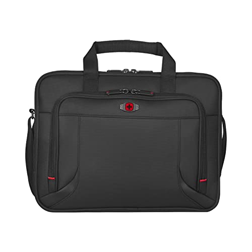 WENGER Prospectus Laptop-Tasche zum Umhängen, Notebook bis 16 Zoll, Tabletfach bis 10 Zoll, Aktentasche, Organizer, 15 l, Damen Herren, Büro Business-Reisen Uni, Schwarz, 600649 von WENGER