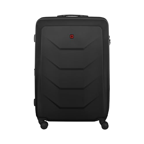 WENGER Prymo Large Schalenkoffer mit 4 Rollen, Trolley, Groß, 93 (107) l, Hartschale, Sicherheitsschloss, Damen Herren, Reisen Urlaub, Schwarz, 612538 von WENGER