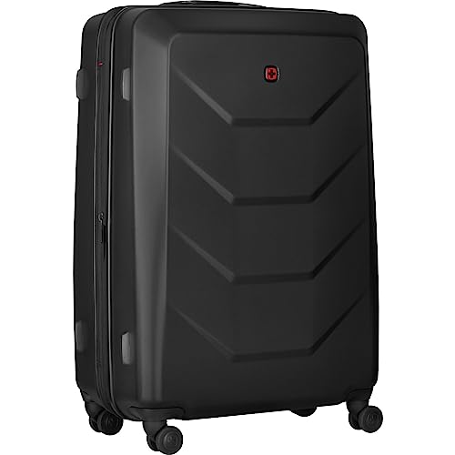 WENGER Prymo Medium Schalenkoffer mit 4 Rollen, Trolley, Mittelgroß, 59 (67) l, Hartschale, Sicherheitsschloss, Damen Herren, Reisen Urlaub, Schwarz, 612537 von WENGER