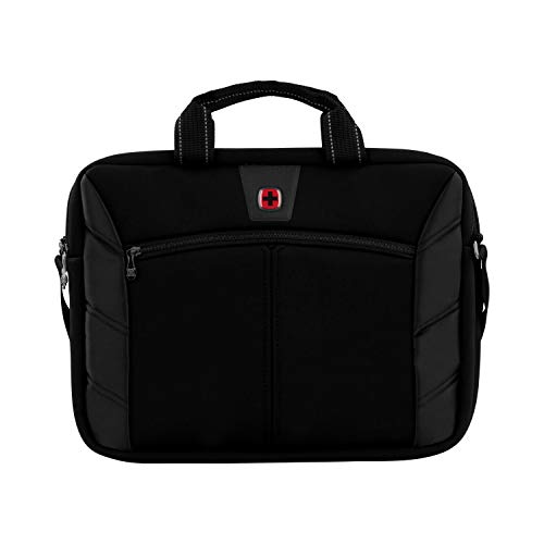 WENGER Sherpa Laptop-Tasche zum Umhängen, Notebook bis 16 Zoll, Aktentasche, Organizer, 8 l, Damen Herren, Büro Business-Reisen Uni, Schwarz, 600653 von WENGER