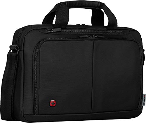 WENGER Source 14 Laptop-Tasche zum Umhängen, Notebook bis 14 Zoll, Tabletfach bis 10 Zoll, Aktentasche, Organizer, 5 l, Damen Herren, Büro Business-Reisen Uni, Schwarz, 601064 von WENGER