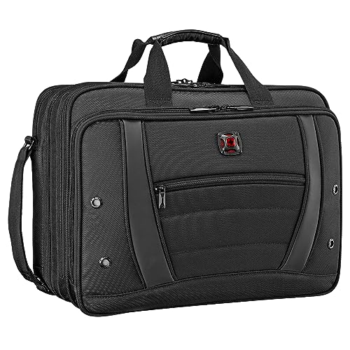 WENGER Synergy Laptop-Tasche zum Umhängen, Notebook bis 17 Zoll, Aktentasche, Organizer, 28 l, Damen Herren, Büro Business-Reisen Uni, Schwarz, 612475 von WENGER