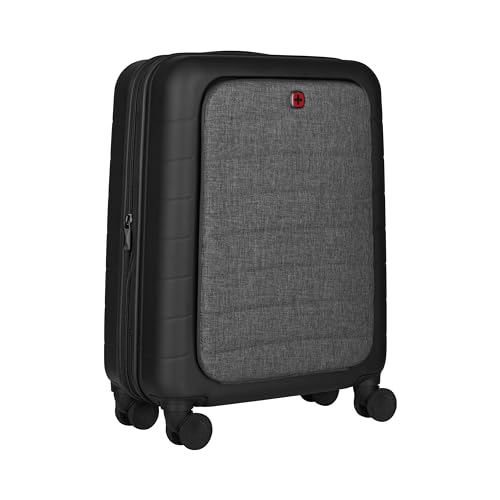 WENGER Syntry Handgepäck Trolley mit Laptop- und Tablet-Fach, Notebook bis 14 Zoll, Tablet bis 10 Zoll, 36 (44) l, Hartschale, Damen Herren, Business-Reisen Urlaub, Schwarz/Graumeliert, 610163 von WENGER