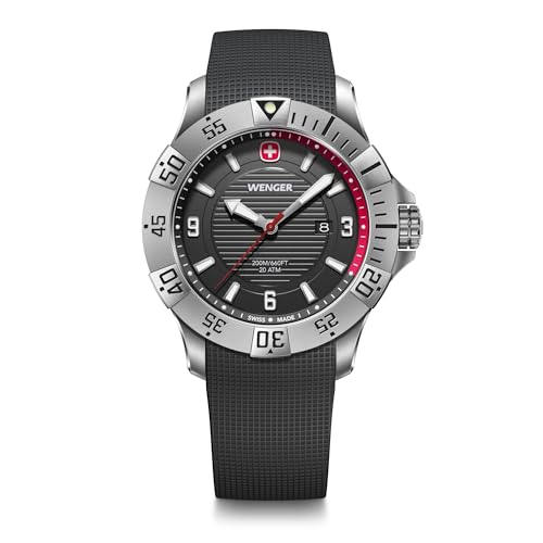 WENGER Herren Armbanduhr Seaforce, Ø 43 mm, Swiss Made, Analog Quarz, Wasserdicht bis 200 m, Silikon-Armband, Schwarz, 01.0641.138 WENGER Herren Armbanduhr Seaforce, Ø 43 mm, Swiss Made, Analog Quarz, Wasserdicht bis 200 m, Silikon-Armband, Schwarz, 01.0641.138 von WENGER