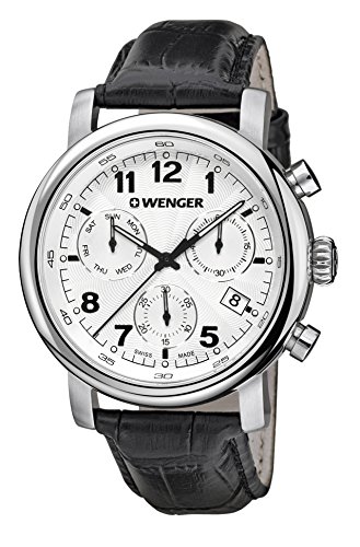 Wenger Herren Chronograph Quarz Uhr mit Leder Armband 01.1043.109 von WENGER