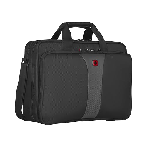 WENGER Legacy 16 Aktentasche, Laptoptasche zum Umhängen, Notebook bis 16 Zoll, 15 l, Damen Herren, Büro Business Uni Schule, Schwarz/Grau von WENGER