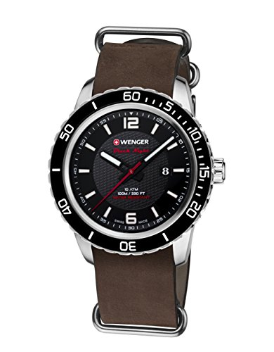 Wenger Unisex-Armbanduhr 01.0851.121 ROADSTER BLACK NIGHT Analog Quarz Leder 01.0851.121 ROADSTER BLACK NIGHT von WENGER