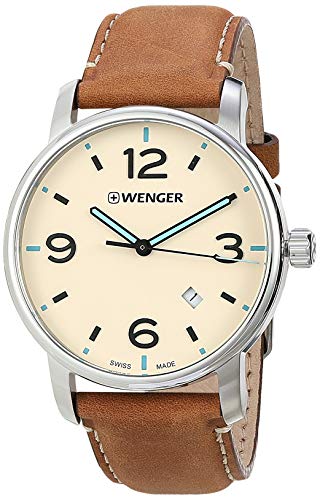 Wenger Unisex Erwachsene Analog Quarz Uhr mit Leder Armband 01.1741.120 von WENGER