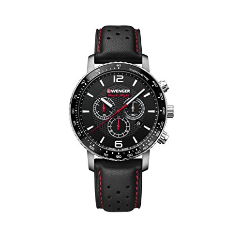 Wenger Unisex Erwachsene Analog Quarz Uhr mit Leder Armband 01.1843.101 von WENGER