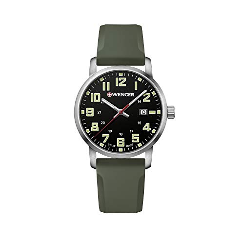 Wenger Unisex Erwachsene Analog Quarz Uhr mit Silikon Armband 01.1641.112 von WENGER