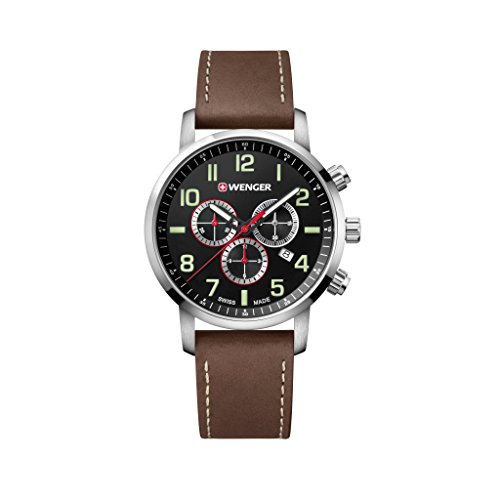Wenger Unisex ErwachseneArmbanduhr Chronograph Quarz Leder 01.1543.103 von WENGER
