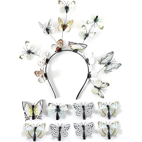 3D-Schmetterlings-Stirnband für weibliche Mädchen 2024, Festival-Kopfschmuck, Bühnenparty, Haarstyling-Zubehör, Schmetterlings-Haarband von WENGU