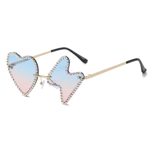 Funkelnde Sonnenbrille, Vintage-Stil, dicker Rahmen, mit Strasssteinen, Vintage-Brille, übergroße Strasssteine, funkelnde Damen-Sonnenbrille, Layup und Puder von WENGU
