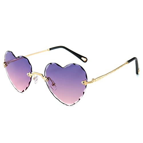 Randlose Sonnenbrille für Damen, herzförmige Sonnenbrille, Junggesellinnenabschied, Brille, Herz-Sonnenbrille, Brautparty, Damen, randlose Sonnenbrille von WENGU
