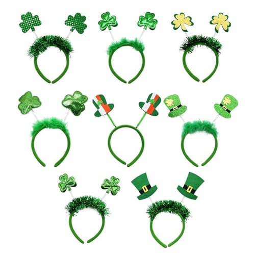 WENGU Irisches Kleeblatt/Hut-Haarband für Erwachsene, mit Pailletten, Glitzer-Puder, Patricks-Tag, Stirnband, Karnevals-Haarreif, irisches Haarband von WENGU