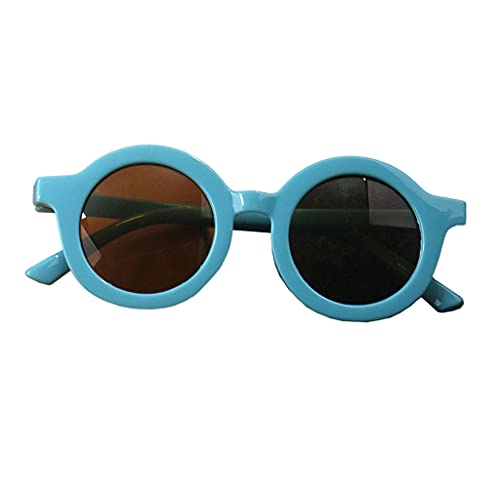 WENGU Kinder-Sonnenbrille in Bonbonfarben, runde Brille, Unisex, Persönlichkeits-Sonnenbrille, UV-Schutz, Kinderbrille, Unisex, 2 Stück, blau von WENGU