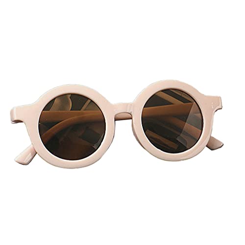 WENGU Kinder-Sonnenbrille in Bonbonfarben, runde Brille, Unisex, Persönlichkeits-Sonnenbrille, UV-Schutz, Kinderbrille, Unisex, 2 Stück, cremeweiß von WENGU