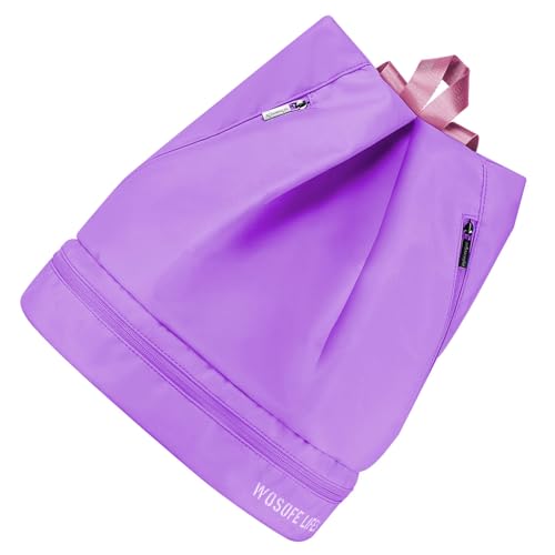 Wasserdichte Reisetasche für Damen und Herren, Golfschuhe, Rucksack, große Sporttasche mit Schuhfach, Reißverschlusstasche, violett von WENGU