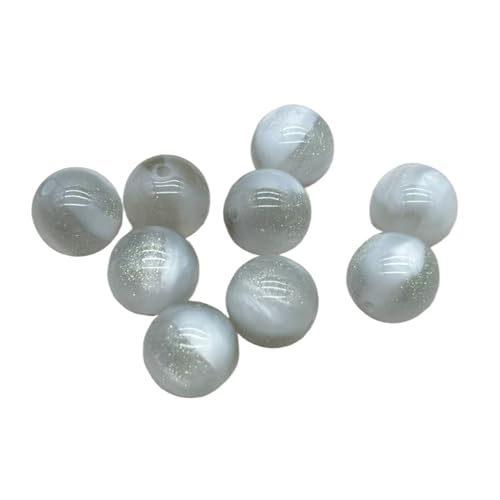 WENH 10/12/16mm Chang Farbe Harz Pulver Runde Perlen for Handgemachte Armband/Ohrring/Halskette DIY Teile. schmuck Finden(Gray,16mm 200Pieces) von WENH
