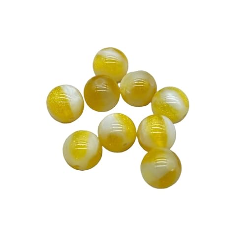 WENH 10/12/16mm Chang Farbe Harz Pulver Runde Perlen for Handgemachte Armband/Ohrring/Halskette DIY Teile. schmuck Finden(Yellow,10mm 1000Pieces) von WENH