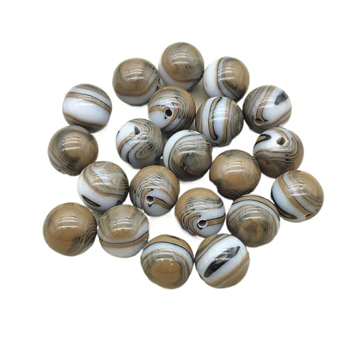 WENH 10/12/16mm Harz Bunte Wirkung Runde Perlen for Handgemachte Ohrring/Halskette DIY Teile. schmuck Erkenntnisse & Komponenten(Brown,12mm 500Pieces) von WENH