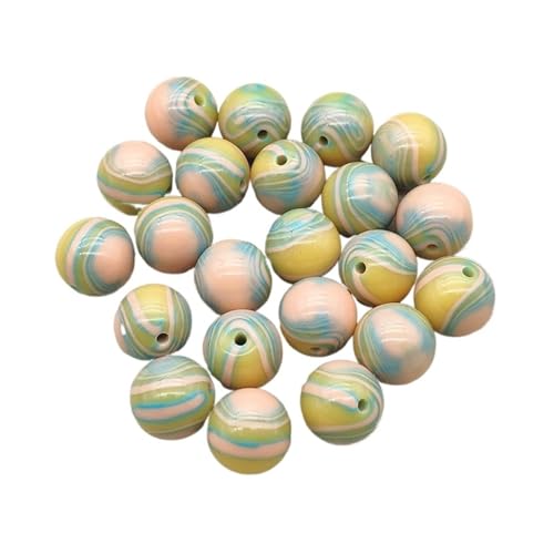 WENH 10/12/16mm Harz Bunte Wirkung Runde Perlen for Handgemachte Ohrring/Halskette DIY Teile. schmuck Erkenntnisse & Komponenten(Yellow pink,16mm 200Pieces) von WENH