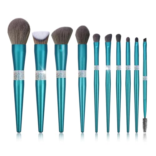 WENH 10-teiliges Make-up-Pinsel-Set mit Glitzer-Diamant und Strasssteinen for Frauen, Power-Lidschatten, Gesichtsfarbe, Wimpern-Make-up-Pinsel, Schönheits-Tool(Standard) von WENH