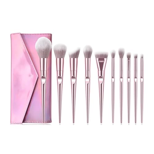 WENH 10-teiliges Pro-Make-up-Pinsel-Set mit Pinseltasche, Foundation, Augenbrauen, Lidschatten, Make-up-Pinsel, Fashion Beauty Make-up-Kosmetik-Tools(10 pcs with bag) von WENH