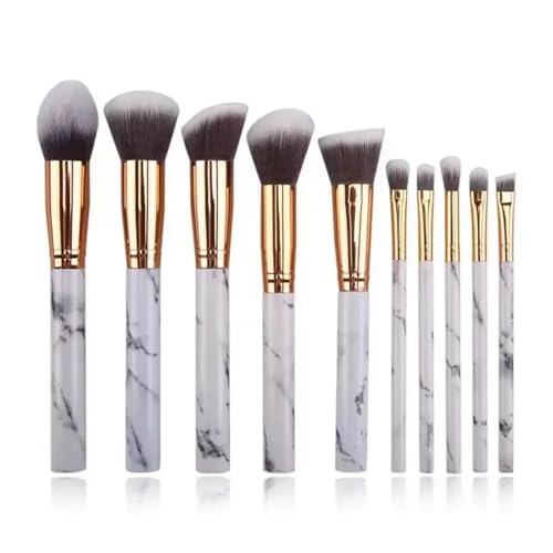 WENH 10-teiliges großes Make-up-Pinsel-Set mit Li-Stein-Muster, 5 große und 5 kleine Lidschatten-Lippenstift-Make-up-Tools, tragbare Anfängerpinsel(Gray 10pcs) von WENH