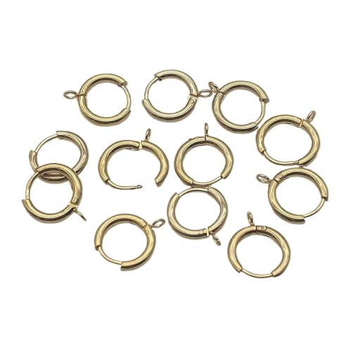 WENH 12/16mm 100 Edelstahl C-Form Verschlüsse & Haken Ohrringe Verbinder for handgefertigte Ohrringe Teile DIY Zubehör(Gold,12mm) von WENH