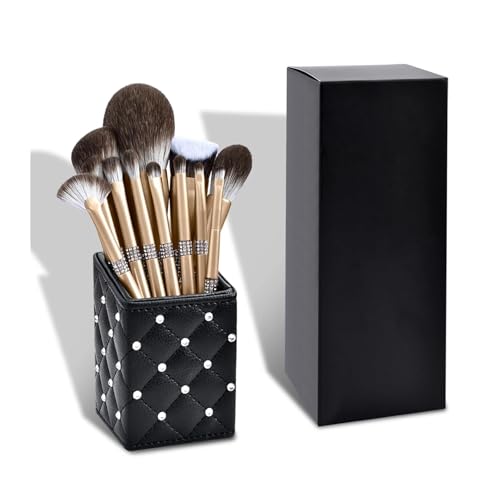 WENH 12-teiliges Champaign-Gold-Make-up-Pinsel-Set for Foundation, Kontur, Lidschatten, Lippen-Make-up-Pinsel, professionelles kosmetisches Schönheitswerkzeug(12pc Square cylinder) von WENH